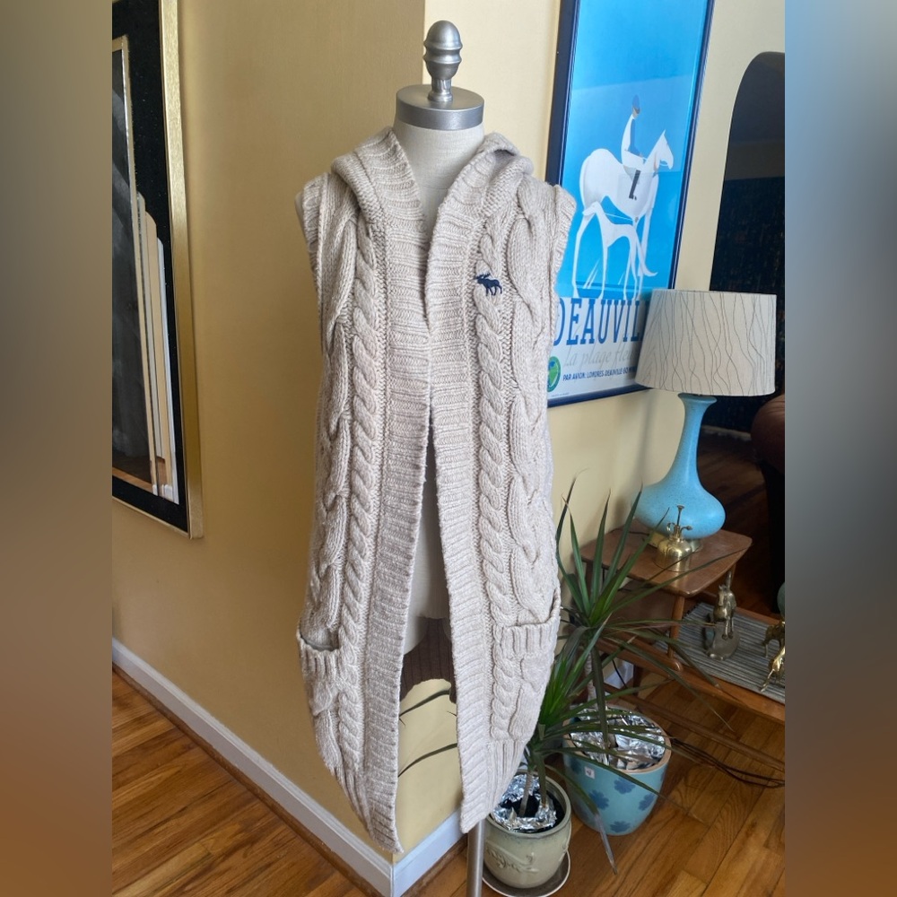 sleeveless sweater vest cardigan with hood by abercrombie